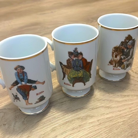 Set of 3 Vintage 1981 Danbury Mint Norman Rockwell Porcelain Mugs. EUC - Picture 3 of 3